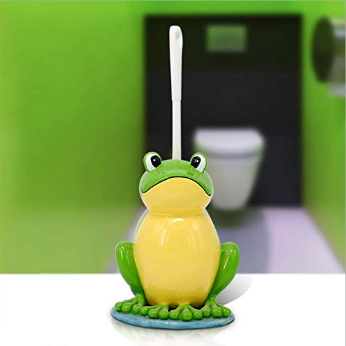 JIUJ Kompakte Toilettenbürste Badezimmer Neuheit Toilettenbürstenhalter Cartoon Frosch Harz WC Schru