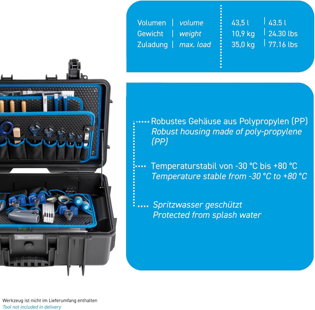 B&W Werkzeugkoffer JUMBO 6700, 117.19/P-G (Lieferung erfolgt ohne Werkzeug), tool.case PP.435.PT Sch
