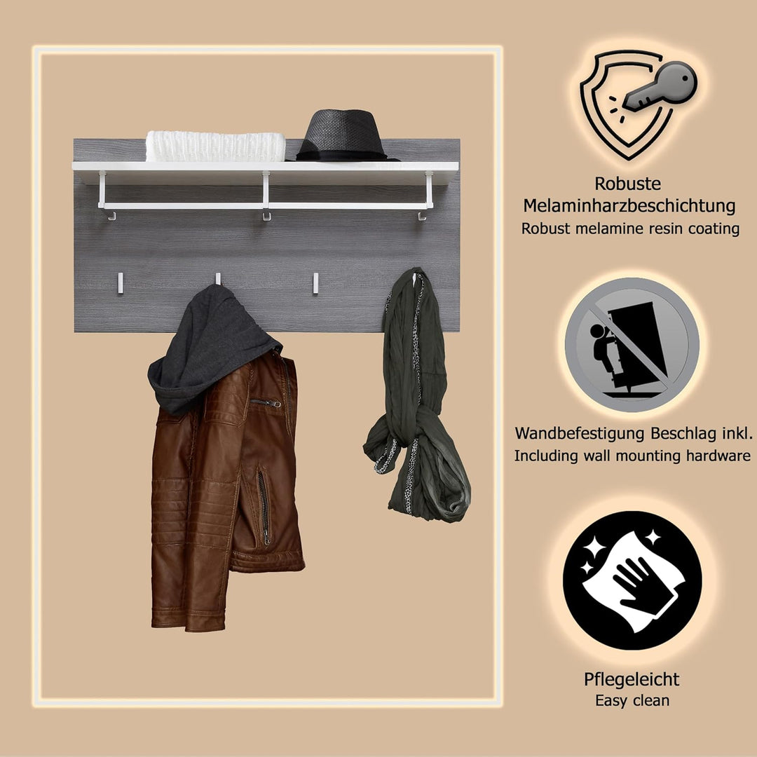 trendteam smart living - Garderobenpaneel Paneel - Garderobe - Line - Aufbaumass (BxHxT) 80 x 40 x 2