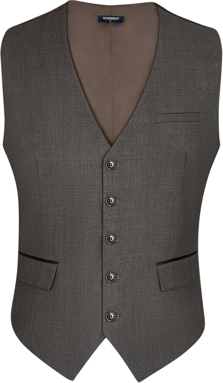 HISDERN Anzugweste für Herren Elegant Hochzeit Weste Klassische Einfarbig Casual Businessweste Forme