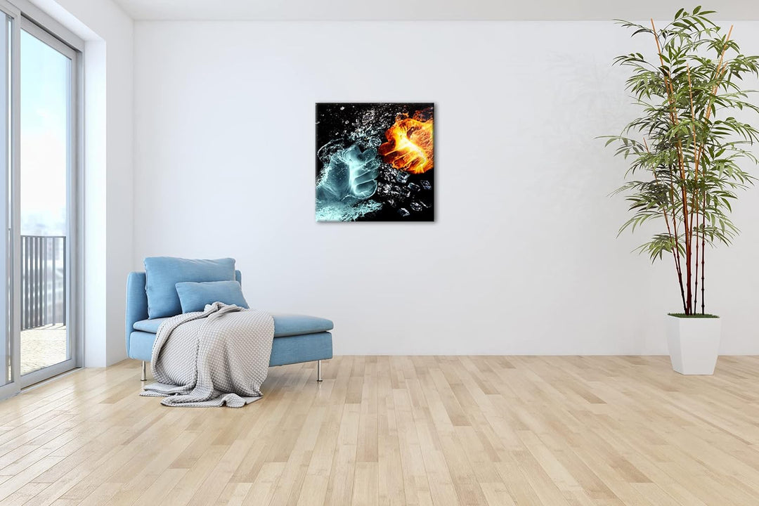 deyoli Feuer und Wasser prallen zusammen Format: 60x60 cm als Leinwandbild, Motiv fertig gerahmt auf