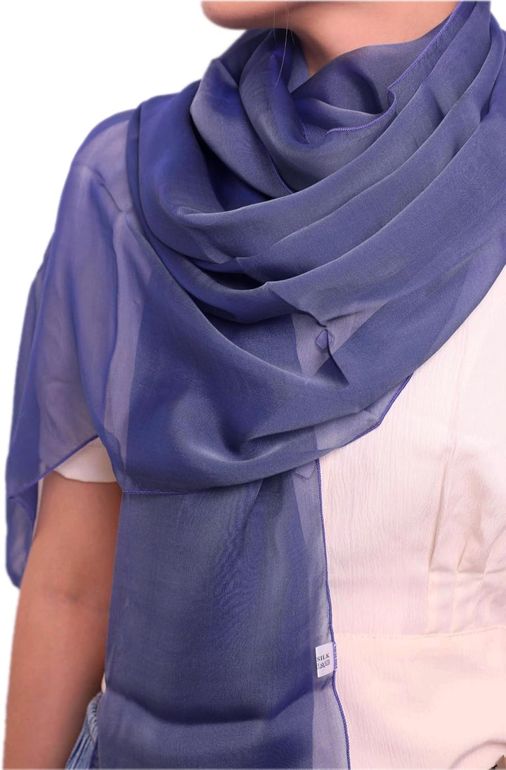 Damen Unifarbe Seidentaft 100% Chiffon Seide festlich Stola Schultertuch Schal für Abendkleider 200