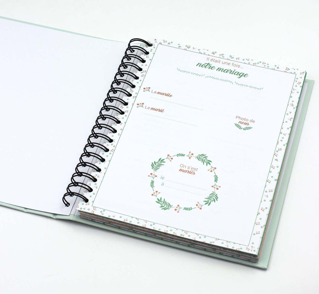 DRAEGER PARIS 1886 KT81 Mariage Fleuri Schreibwaren-Set, Mein Hochzeits-Organizer, Papier, Grün/Lach