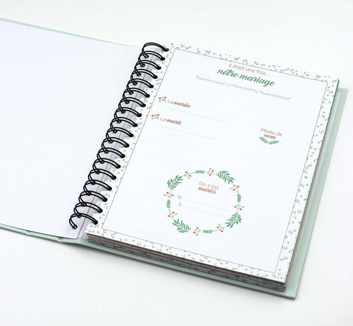 DRAEGER PARIS 1886 KT81 Mariage Fleuri Schreibwaren-Set, Mein Hochzeits-Organizer, Papier, Grün/Lach