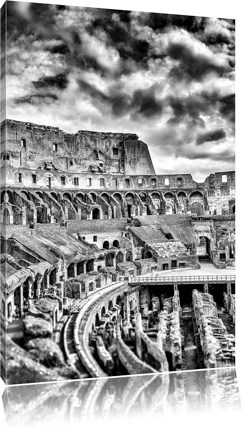 Pixxprint Colloseum in Rom von innen / 100x70cm Leinwandbild bespannt auf Holzrahmen/Wandbild Kunstd