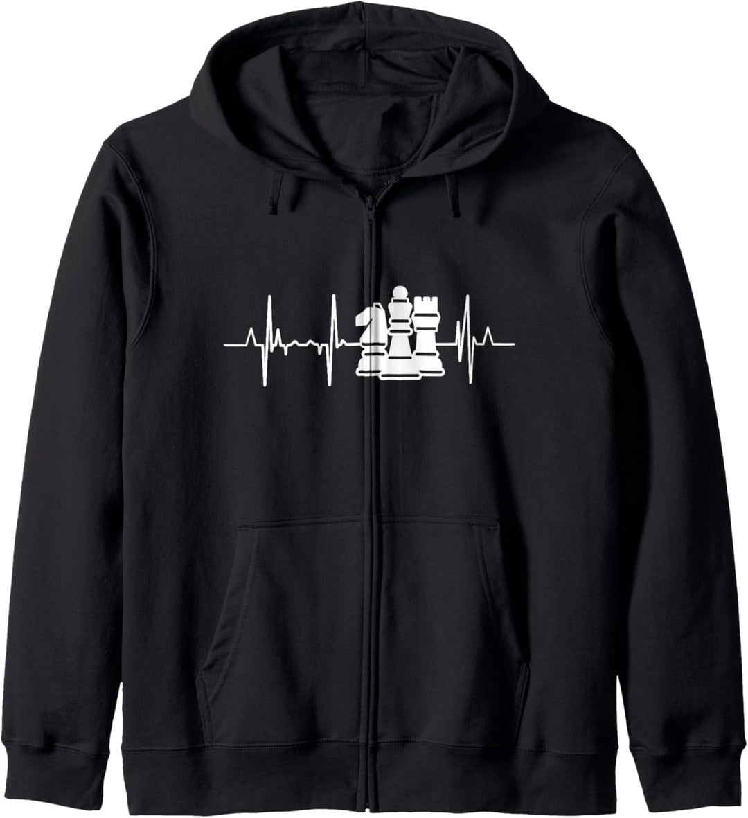 Schach Herzschlag Schachfiguren Herzlinie Schachspieler Kapuzenjacke