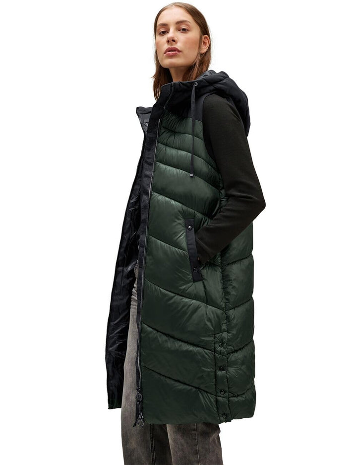 Street One Damen Lange Materialmix Weste 42 Dark Verdant Green, 42 Dark Verdant Green