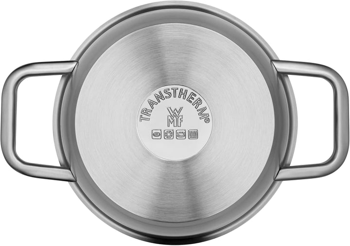 WMF Iconic Kochtopf klein 18cm, Metalldeckel, Fleischtopf Induktion 2,3l, kleiner Topf, Cromargan Ed
