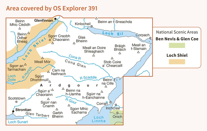 Ardgour and Strontian (OS Explorer Map, Band 391), Karte