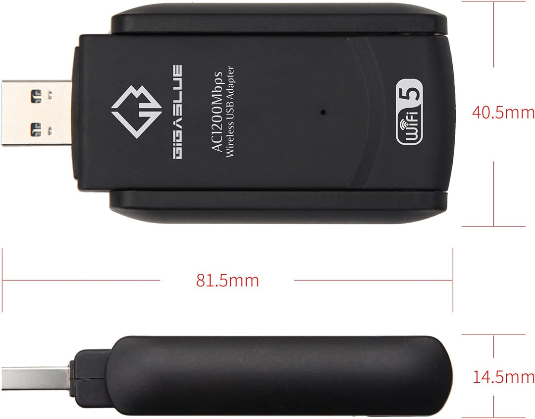 GigaBlue Ultra 1200Mbps W-LAN 2.4 &amp; 5 GHz USB 3.0 WiFi Dual Band Adapter 5GHz+2.4GHz 2x5 dBi High Sp