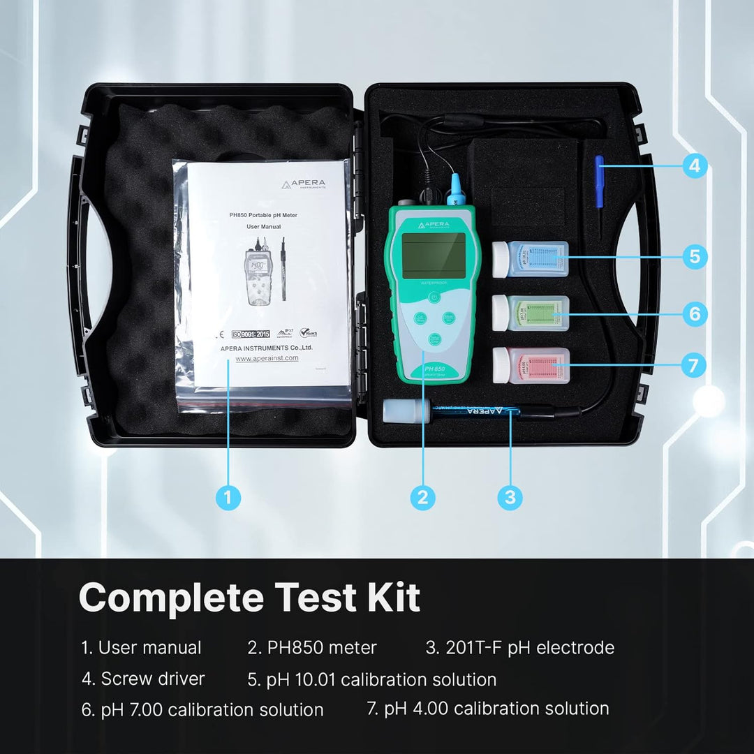 Apera Instruments PH850 tragbares pH-Messgerät (pH-Messbereich 0 bis 14,00) Allgemeine wässrige Lösu