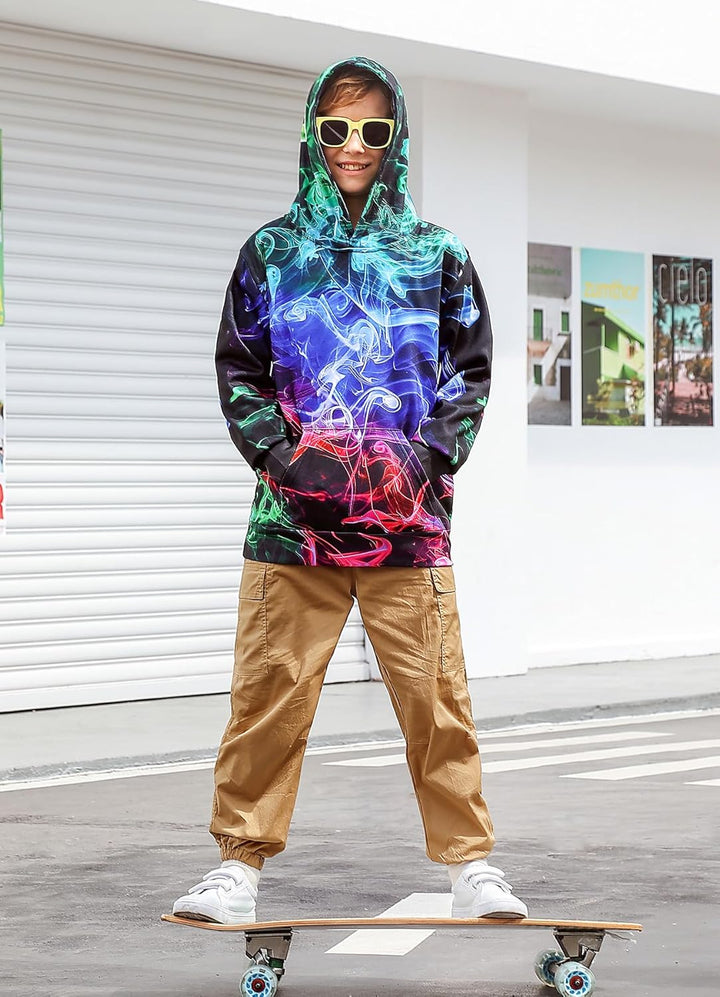 Fanient Pullover Jungen Mädchen 3D Print Fleece Hoodie Kinder Hooded Sweatshirt with Kangaroo Pocket