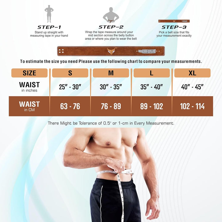 Mytra Fusion gewichthebergürtel 100% Echtes Leder Weightlifting Belt weisse Schnalle, Lifting Belt f
