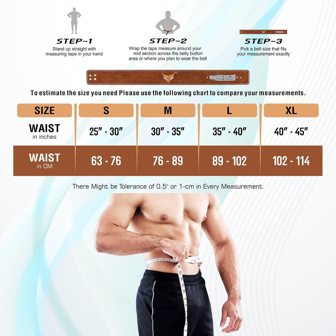 Mytra Fusion gewichthebergürtel 100% Echtes Leder Weightlifting Belt weisse Schnalle, Lifting Belt f