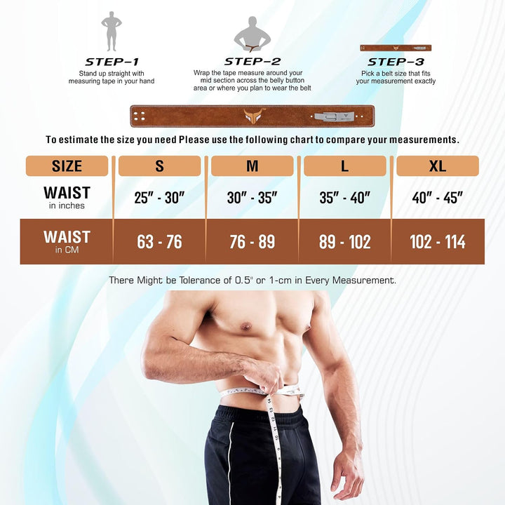Mytra Fusion gewichthebergürtel 100% Echtes Leder Weightlifting Belt weisse Schnalle, Lifting Belt f