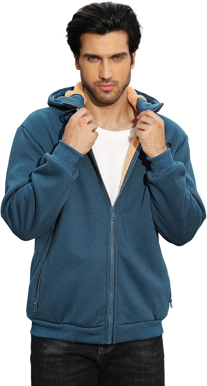 Xnova Sweatjacke Herren Fleecejacke Kapuzenpullover Zipper Hoodie Casual Bequemes und Warmes Übergan