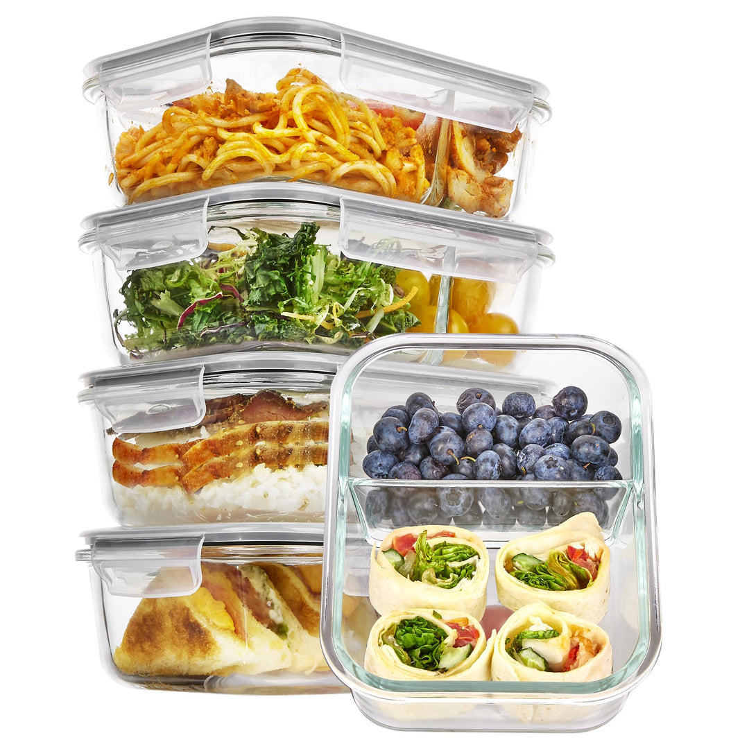 Vtopmart 5er 33oz GlasbehäLter mit Deckel, Meal Prep Boxen Glas, Frischhaltedosen Glas mit Deckel fü