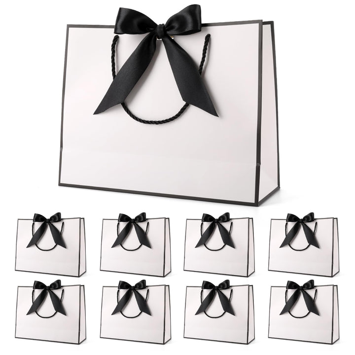 Geschenktüte mit Schleife,Geschenktüte Weiss,Geschenktaschen für Geburtstag, Hochzeit, Festivalfeier