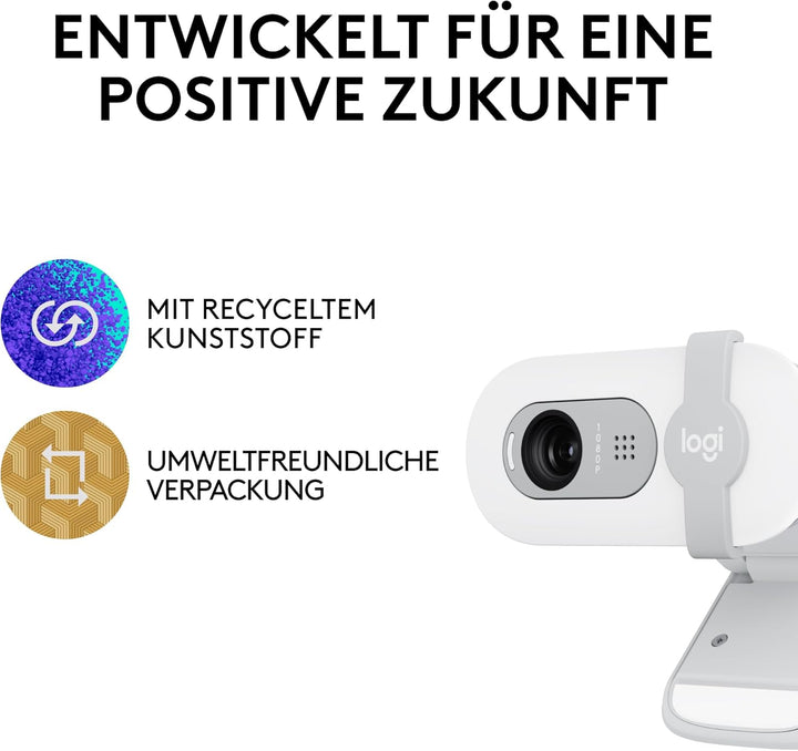 Logitech Brio 100 Full HD-Webcam für Meetings und Streaming, Auto-Lichtausgleich, integriertes Mikro