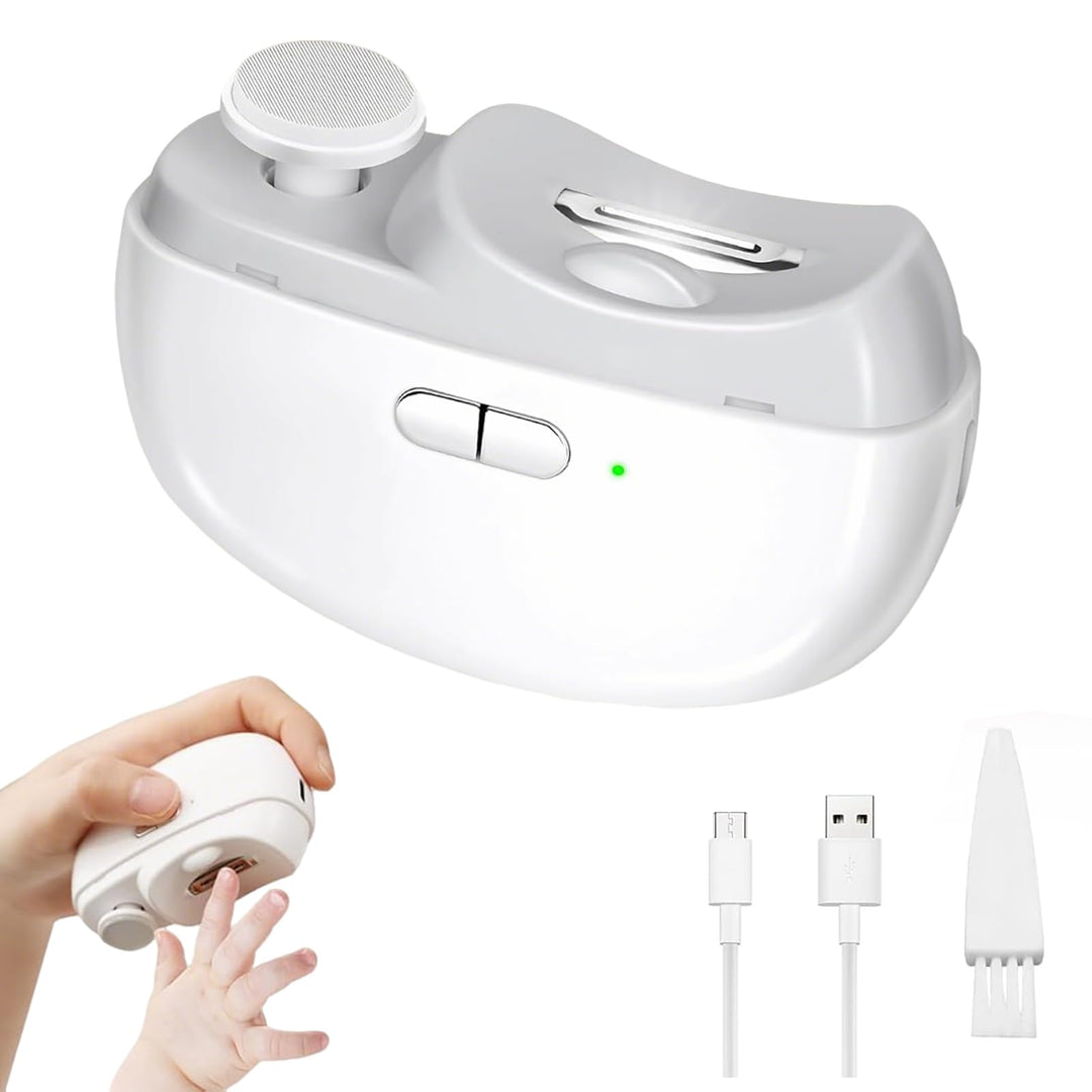 Elektrischer Nagelknipser mit LED-Licht & Polierfunktion, 2-in-1 automatischer Nageltrimmer mit 2 Ge