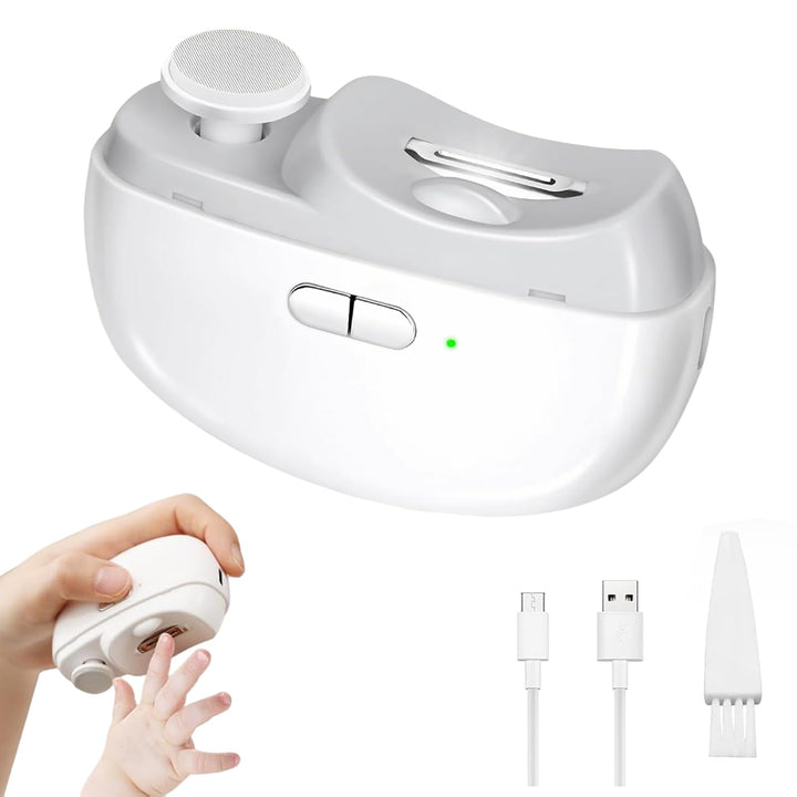 Elektrischer Nagelknipser mit LED-Licht & Polierfunktion, 2-in-1 automatischer Nageltrimmer mit 2 Ge