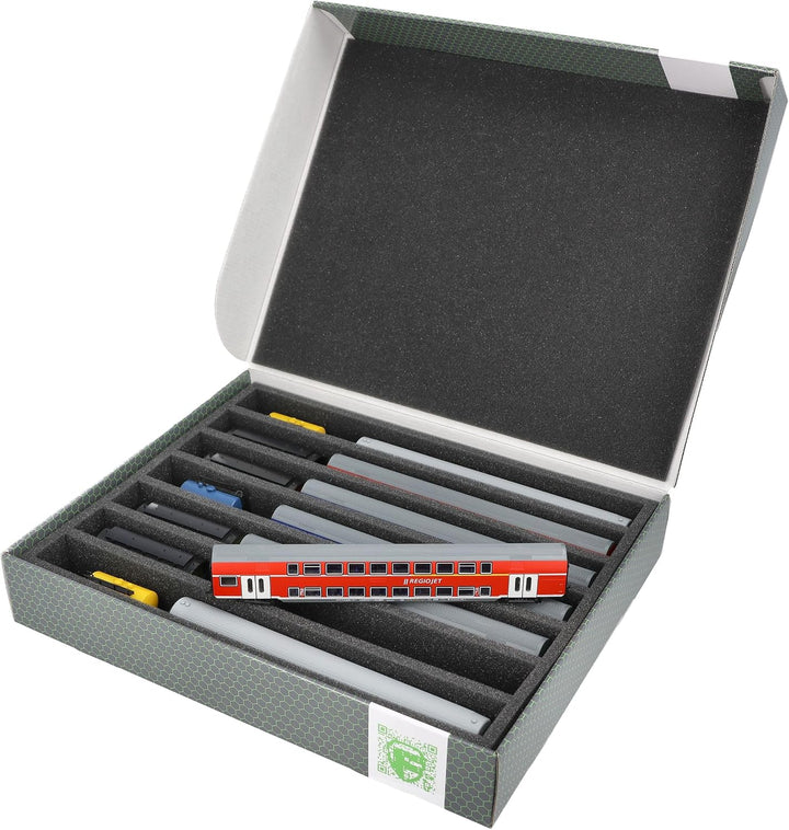 Feldherr Lagerbox FSLB055 für Modelleisenbahn Loks, Wagons und Fahrzeuge - 7 Stege für Spur TT - ste