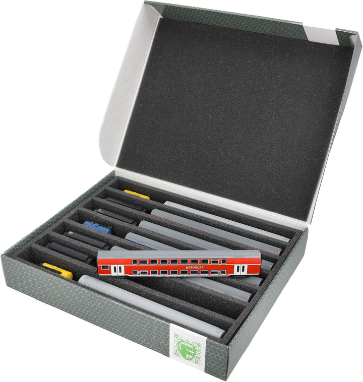 Feldherr Lagerbox FSLB055 für Modelleisenbahn Loks, Wagons und Fahrzeuge - 7 Stege für Spur TT - ste