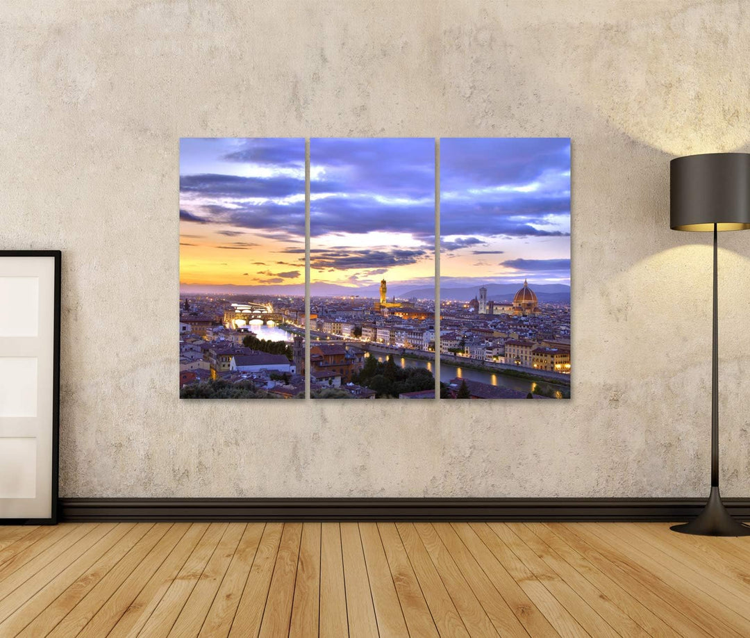 islandburner Bild auf Leinwand Sonnenuntergang Florenz Wandbild Poster Kunstdruck Bilder Format: 130