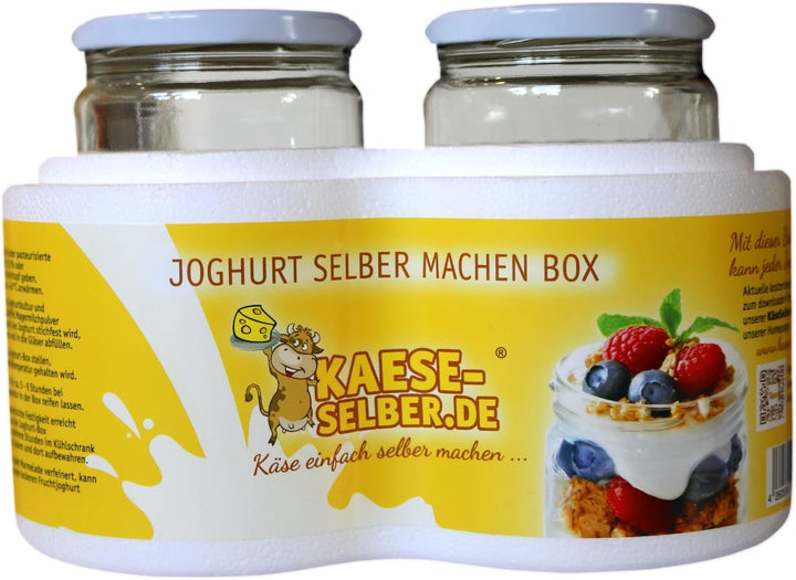 Joghurtbox Joghurtbereiter ohne Strom 2X 0,5 Liter Glas, Joghurt selber