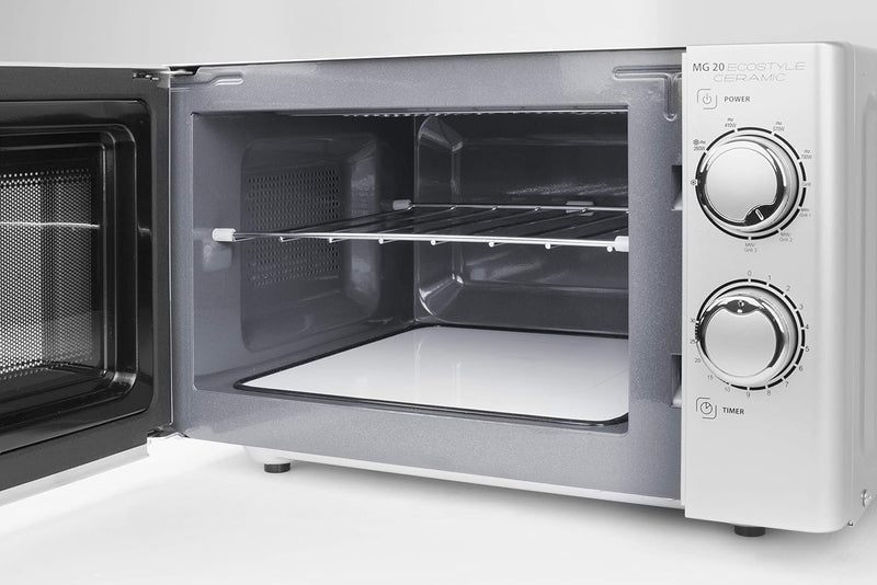 CASO | MG20 Ecostyle Ceramic 2-in-1 Mikrowelle mit Grill | Keramikboden, Grill-Rost, 20 L, 700 W, 10