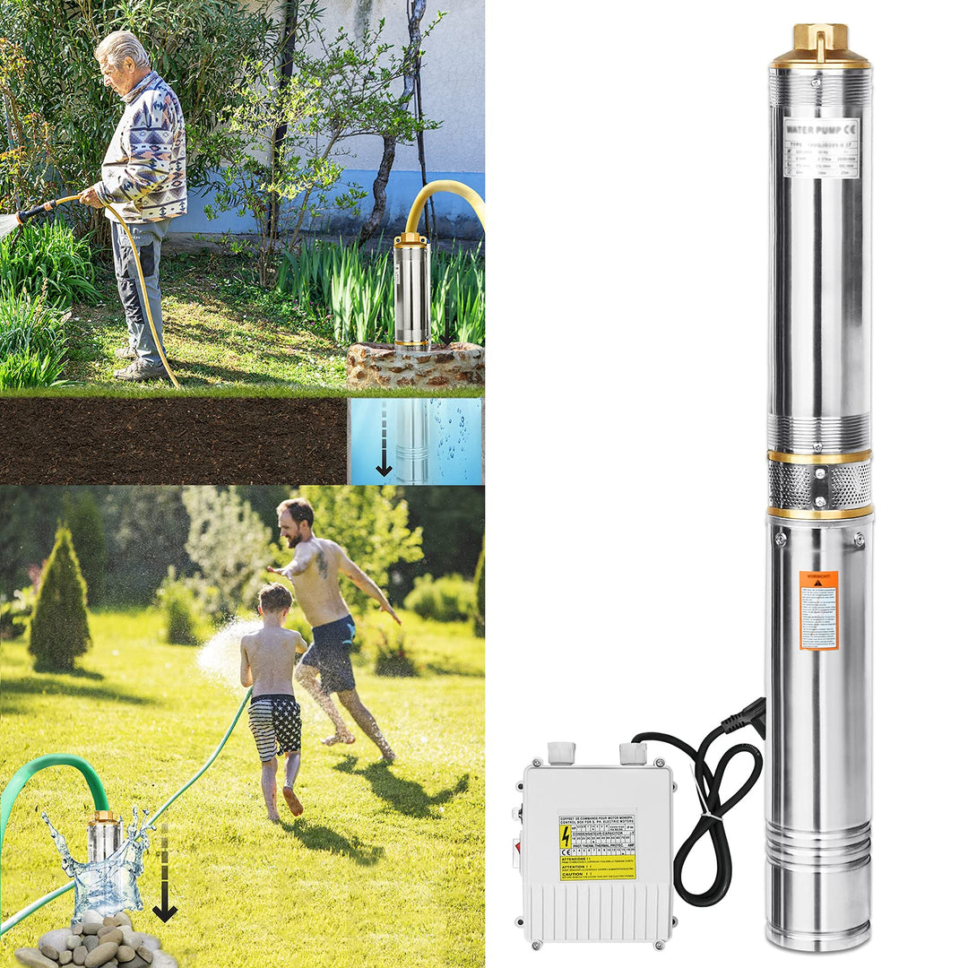 UISEBRT Tiefbrunnenpumpe Edelstahl Brunnenpumpen 0.37kW/0.5hp bis 4.000 l/h Fördermenge Tauchpumpe 3
