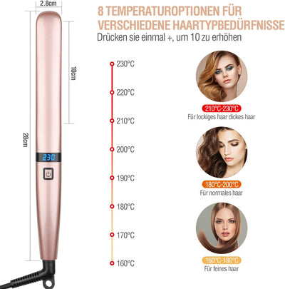 Culwad Glätteisen Haarglätter mit 25 mm Platte Keramik Glätter, Temperatur 160 ℃ -230 ℃ Digital Disp