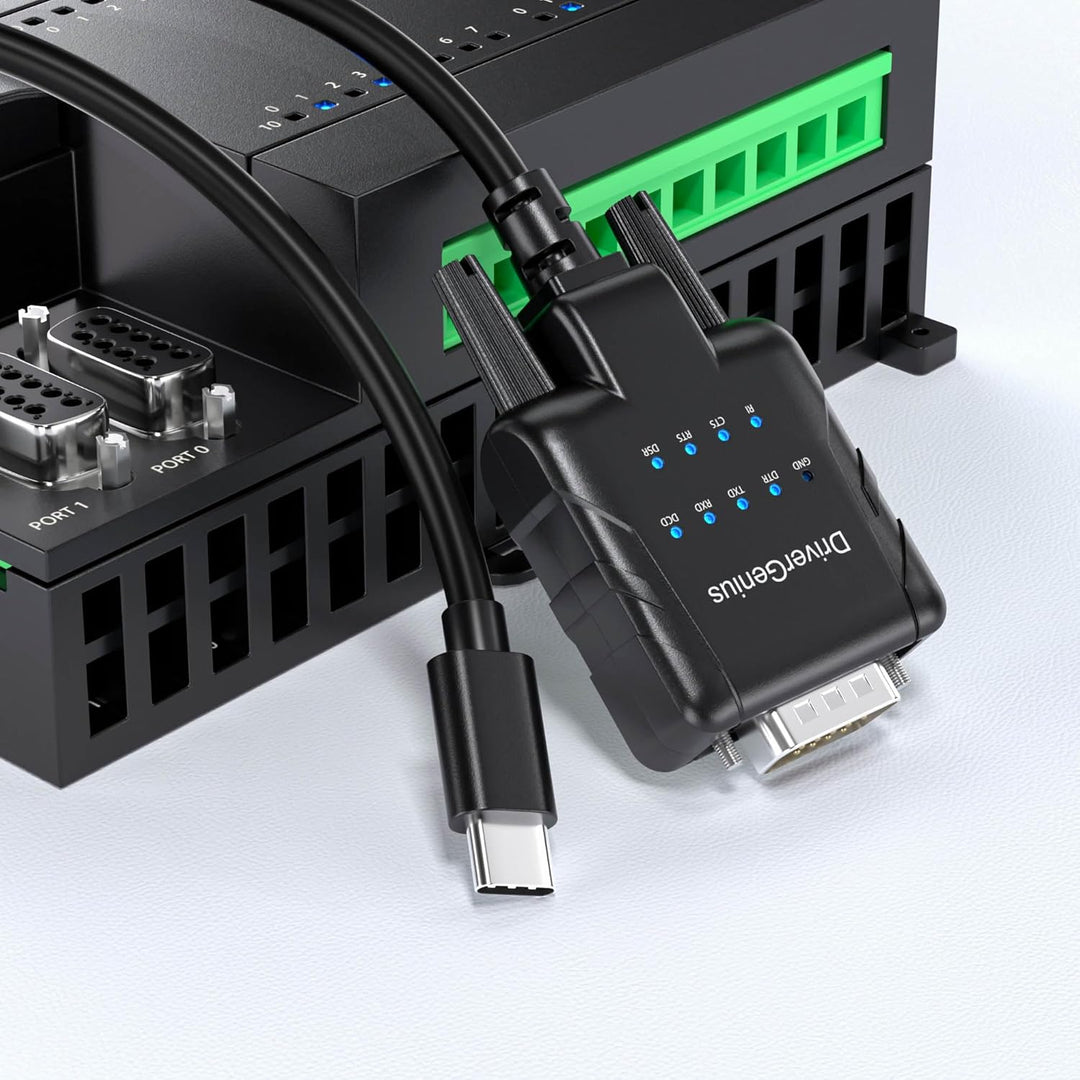 DriverGenius 1-Port USB-C zu Seriell RS232-(DB9) Adapter Konverter Compatibel mit Windows 11, macOS