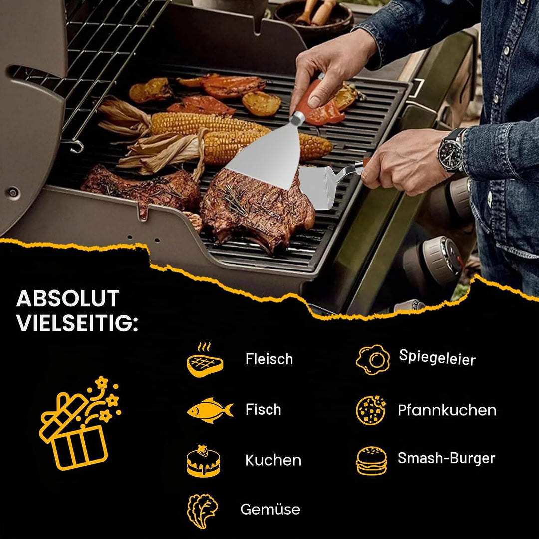 Gimars Grillspachtel Set 4 Stück Plancha Spachtel Plancha Zubehör mit Gross Grillwender Pizza Spacht