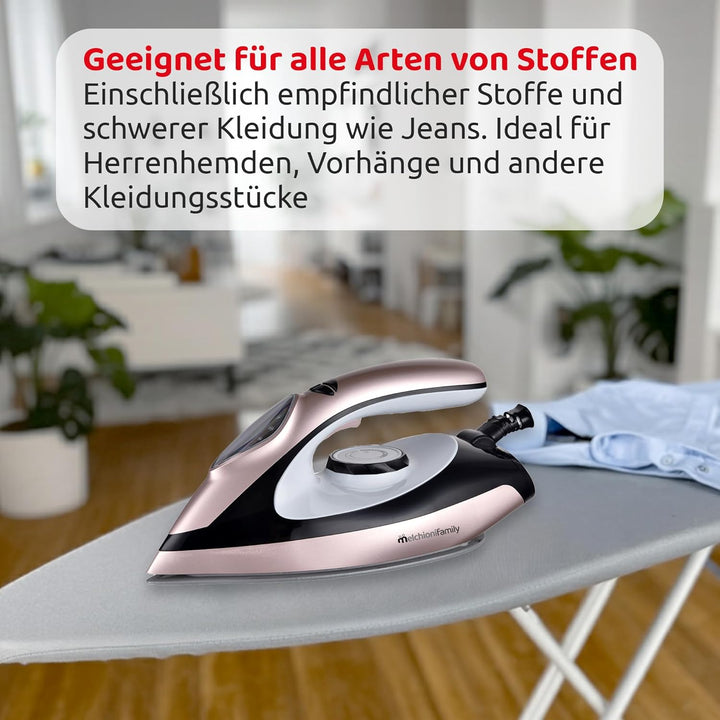 Melchioni Family INFINITY, Dampfbügelstation, Kontinuierliche Dampfabgabe, Wassertank 1,5 L, 2000 W,