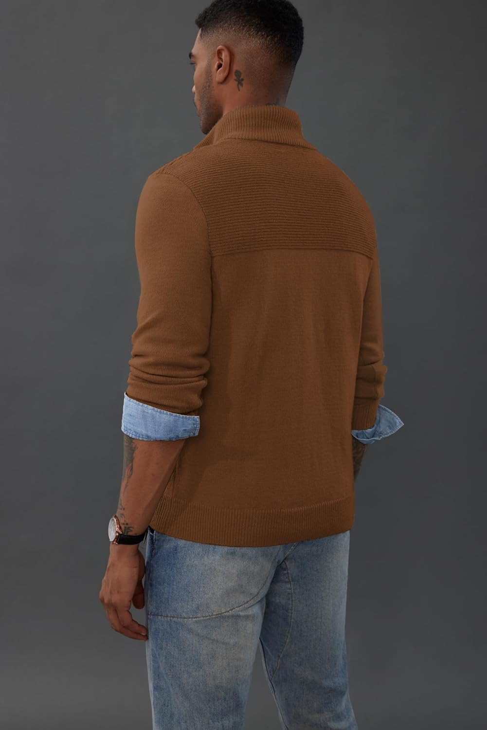 PaulJones Troyer Pullover Herren Strickpullover mit Reissverschluss und Stehkragen Arbeitspullover M