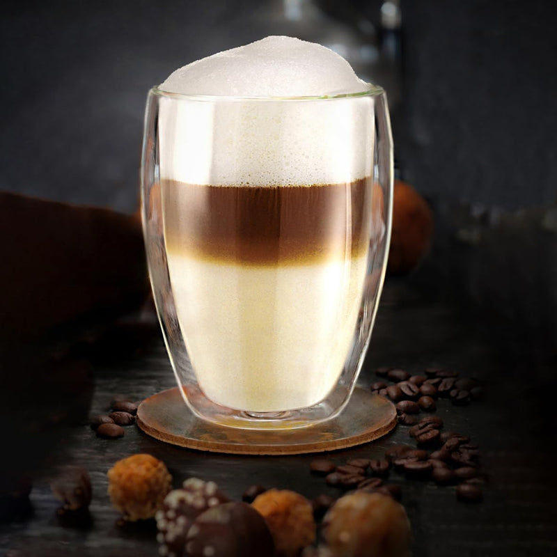 Creano doppelwandige Gläser 250ml - Glas Becher doppelwandig - Thermoglas - Doppelwandgläser im 6er