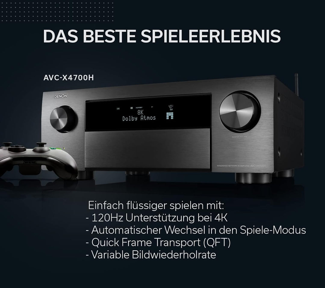 Denon AVC-X4700H 9.2-Kanal AV-Verstärker, Hifi Verstärker, Alexa kompatibel, 8 HDMI Eingänge und 3 A