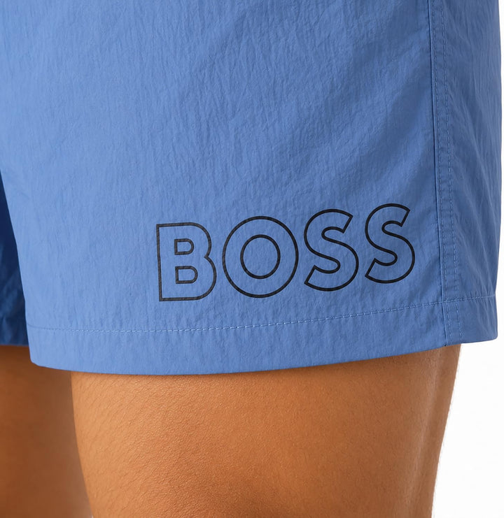BOSS Herren Mooneye Badeshorts mit Umriss-Logo-Print S Bright Blue 436, S Bright Blue 436