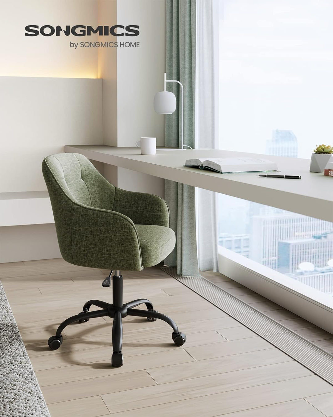 SONGMICS Homeoffice Stuhl, Drehstuhl, Schreibtischstuhl, höhenverstellbar, bis 110 kg belastbar, atm