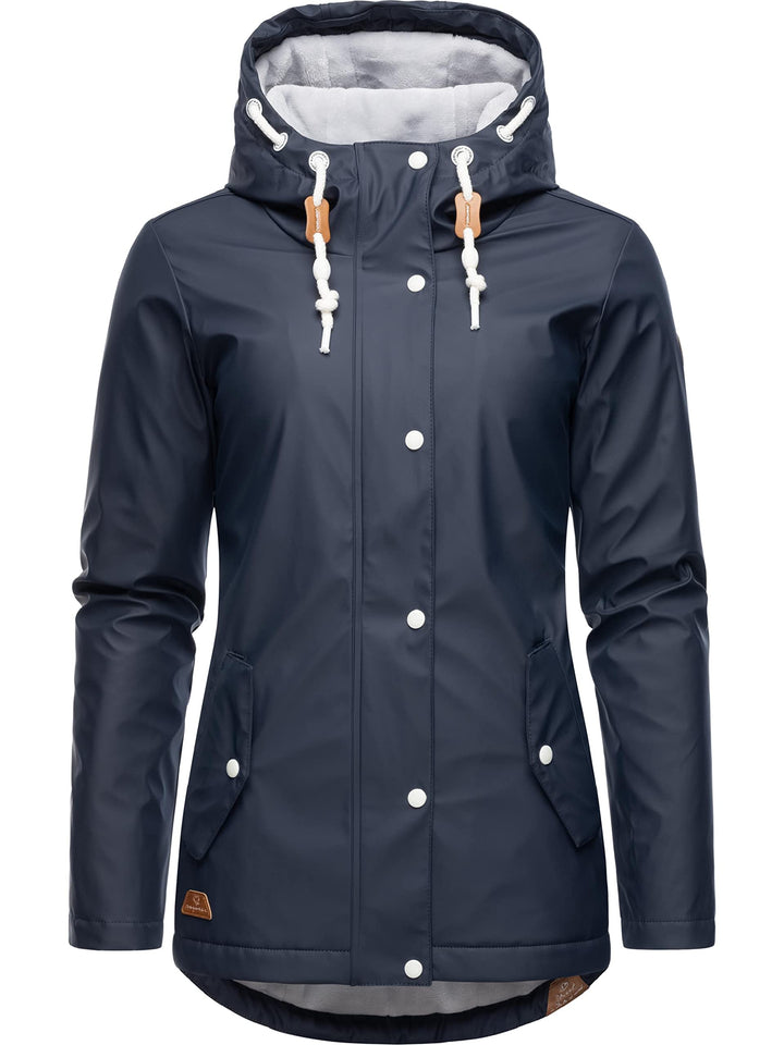 Ragwear Damen Winterjacke Kurze Regenjacke wasserdicht warm gefüttert mit Kapuze Marge XS-6XL L Navy