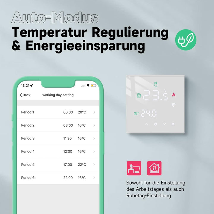 Beok Tuya Raumthermostat Fussbodenheizung, Thermostat Fussbodenheizung Elektrische Smart WiFi Heizun