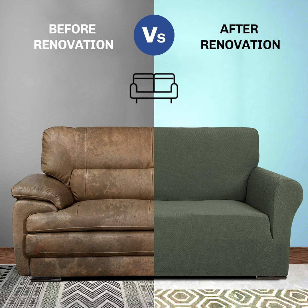 MAXIJIN Creative Jacquard Couchbezüge für 2-Sitzer, Super Stretch rutschfeste Liebessitz Sofabezug f