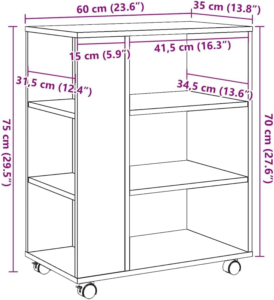 vidaXL Rollcontainer, Aktenschrank mit Stauraum, Rollschrank für Büro Arbeitszimmer, Bürocontainer B