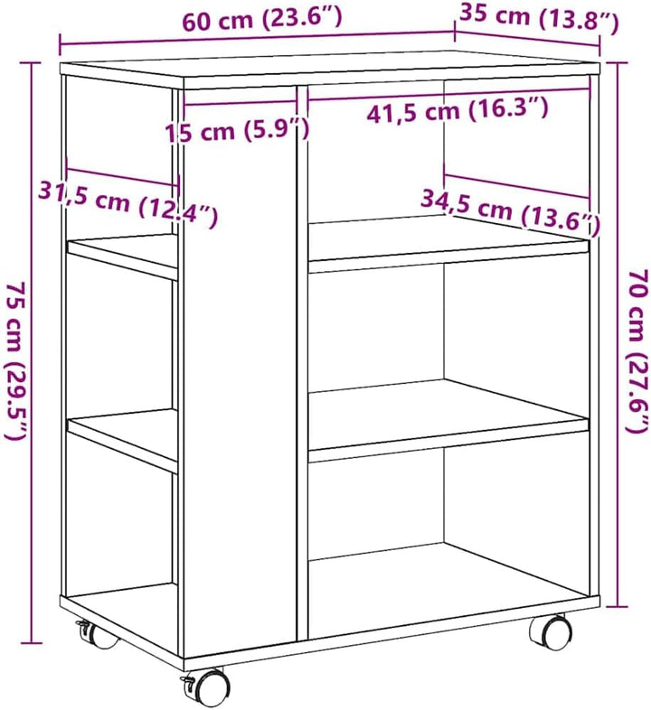 vidaXL Rollcontainer, Aktenschrank mit Stauraum, Rollschrank für Büro Arbeitszimmer, Bürocontainer B