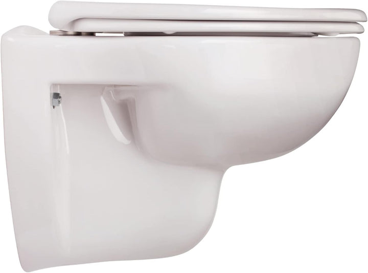 'aquaSu® Wand-WC-Set, Tiefspüler, Spülrandlose Toilette, Hängetoilette, Einfache Reinigung, weiss We