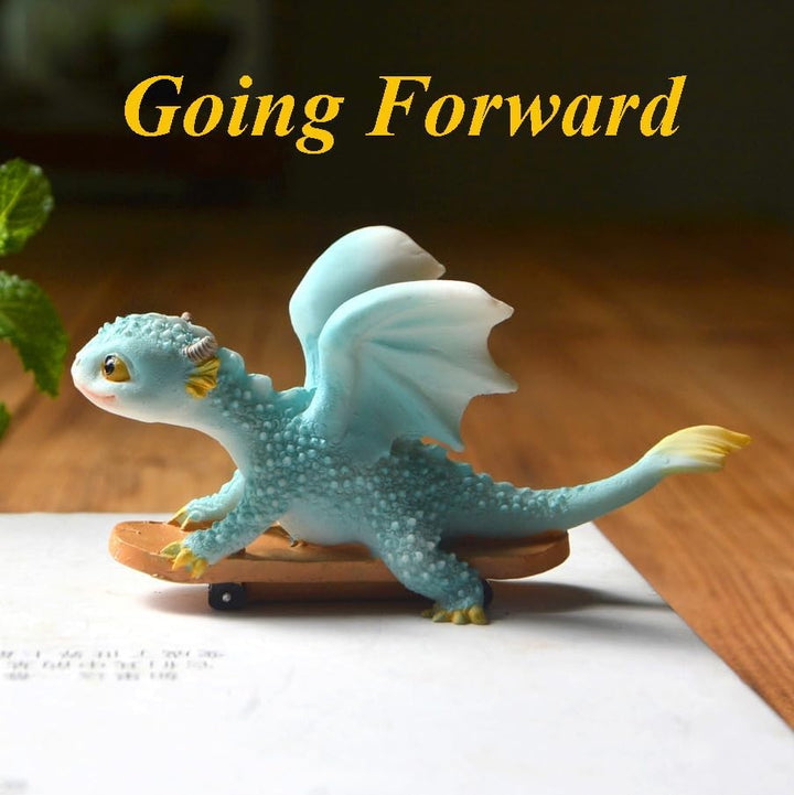 Miniatur Fee Garten Drache Figurine- Vorwärts gehender Drache Skateboard Drache, Skateboard Drache