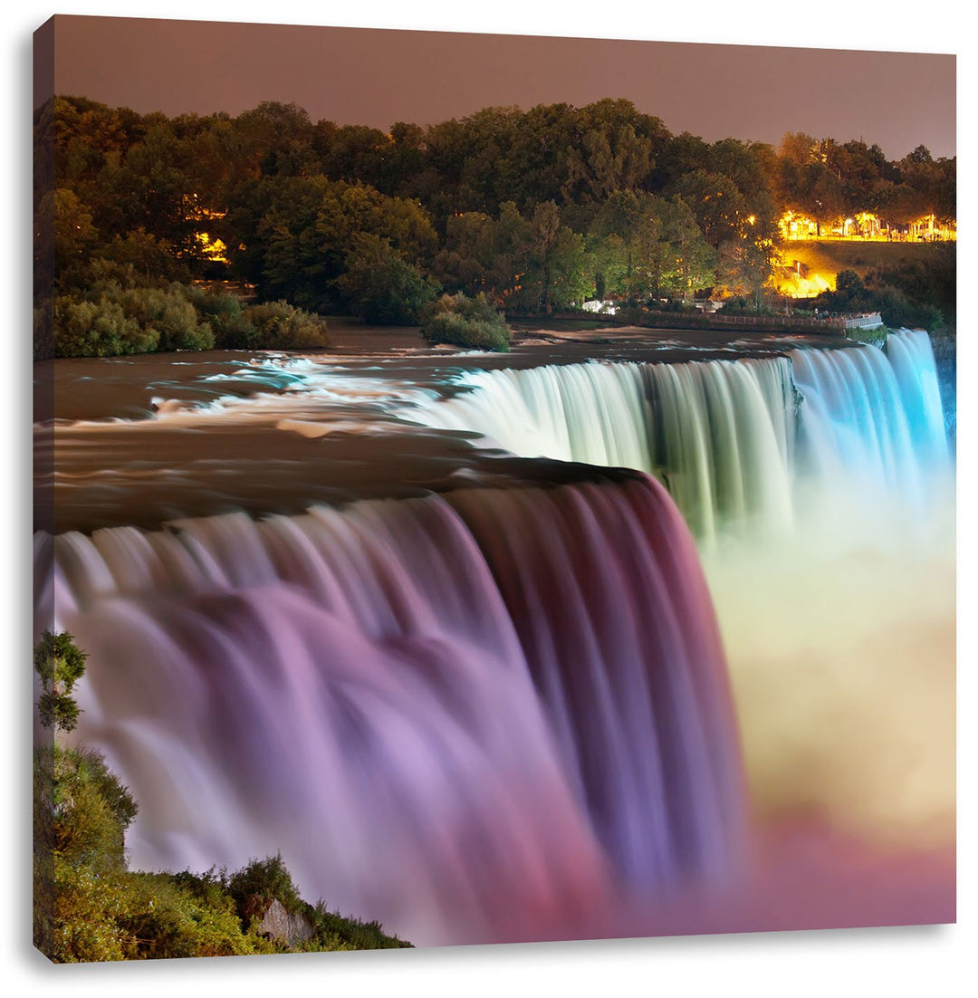 Pixxprint Majestätische Niagara Fälle, Format: 70x70 auf Leinwand, 70x70