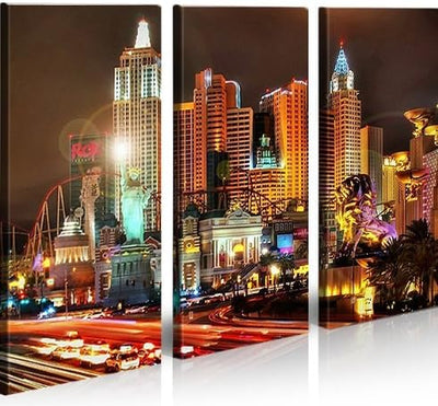 islandburner Bild Bilder auf Leinwand Las Vegas V3 XXL Poster Leinwandbild Wandbild Dekoartikel Wohn