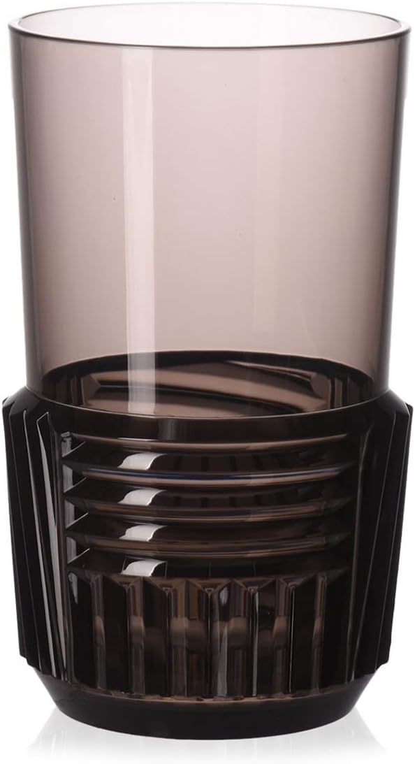 Kartell Trama Trinkglas, Thermoplastisches Technopolymer, Grau, 15 x 8,5 cm, 4-Einheiten Long Drink